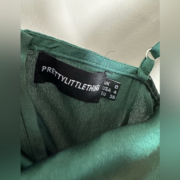 PrettyLittleThing Emerald Green Strappy Satin Cowl Midi Dress size 4 in EUC - Picture 12 of 12